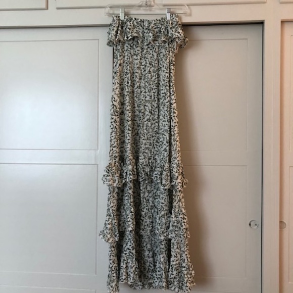 NWT Yidarton Ruffled Strapless Maxi Dress Green and White size medium - Picture 12 of 12